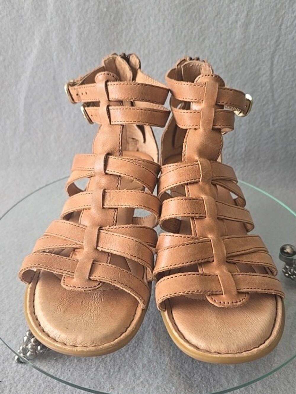Born Women's 7 Tan Brown Leather Strappy Ankle Gladiator Sandals Boho Festival